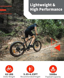 Luckeep 1200W Electric Mountain Bike with Lock, 26" Fat Tire, 48V Battery