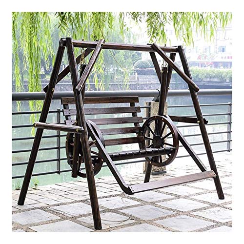 HAOKAZLBR Large Outdoor Porch Swing Garden Patio Swing Chair Garden Swing Chair Outside Furniture Outdoor Swing Chair, All Solid Wood Waterproof and Anti-corrosion Double Terrace Rocking Chair