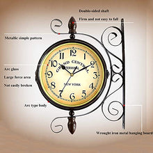 RJYYYDS Wall Clock, Outdoor Garden 15 Inch Classical 360°Rotation Double Sided Train Station Clock with Bracket Indoor Decoration Waterproof