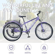 KOZYSFLER Ultimate Comfort 7-Speed Adult Tricycle 26-Inch Wheels Purple