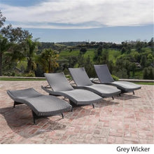Afuera Living Modern Outdoor Grey Wicker Chaise Lounge Set of 4