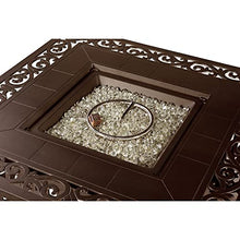 Square 42 in. x 42 in. Aluminum Propane Fire Pit Table with Glass Beads, Two Covers, Lid, 57,000 BTUs in Brown Finish