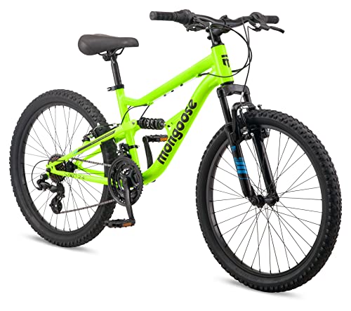 Mongoose Status Kids Mountain Bike 24-Inch 21-Speed Yellow