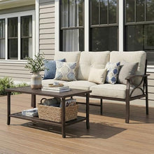 RoyalCraft 3 Seats Outdoor Patio Furniture Set, Outdoor Metal Sectional Furniture with Cushions, Outdoor Conversation Set with Coffee Table for Balcony, Backyard, Garden, Deck, Beige