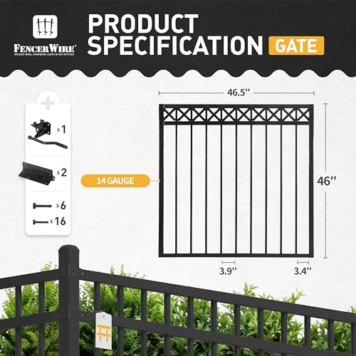 Fencer Wire Heavy Duty Flat Top X-Pattern Decorative Fence Gate Black 4FT x 4FT Pack of 10
