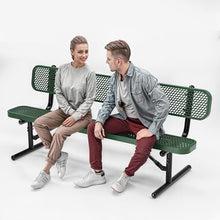 OUTTANS Heavy-Duty Outdoor Metal Bench (6 Ft - Portable with Back, Green)