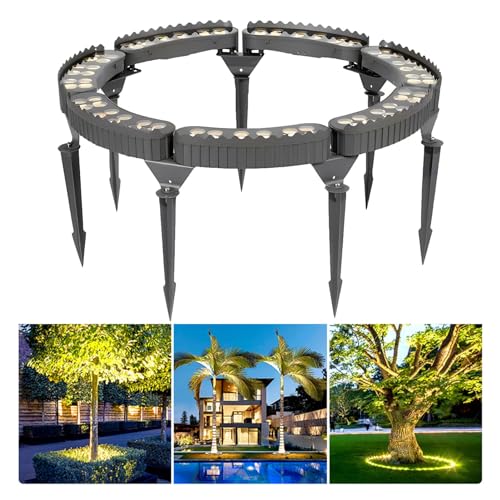 ETRYOX Outdoor Led Garden Lights, Courtyards Ring Tree Light, Aluminum Landscape Spotlights for Trees, Easy to Use(Warm White Light,Pack of 7)