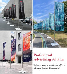 Innovz Custom Feather Flags for Business with Pole, Advertising Feather Flag Pole Kit - 33 Lb Heavy Duty Base, Feather Banner Flag for Promoting Events(5pcs)