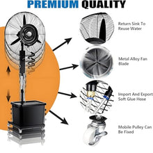 USZWBY High Velocity Outdoor Misting Fan, 30" Adjustable Oscillating Patio Fan with 11 Gal Water Tank, 3 Speeds, Ideal for Warehouses & Patios, Efficient Cooling Solution (650Mm/26In)