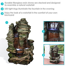 Sunnydaze Flat Rock Summit 61-Inch Outdoor Water Fountain with LED Lights
