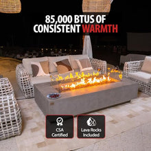 AMS 72" Rectangular Concrete Natural Gas Fire Pit Table Bundle, Light Gray