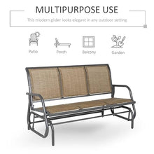 Patio Bench Outdoor Porch Glider Swing with 3 Seats Breathable Mesh Fabric Metal Frame