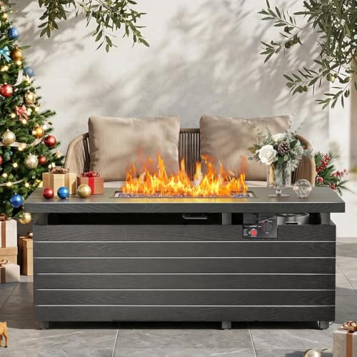 51 Inch Outdoor Propane Fire Pit Table, 50000BTU 4-in-1 FirePit Table, Gray