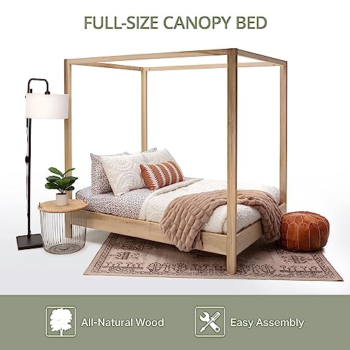 American Furniture Classics Full Canopy Bed with Raised Platform Unfinished Poplar
