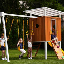 Avenlur Modern Wooden Outdoor Swing Set with Clubhouse & Slide Yellow