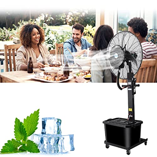 Outdoor Fan with Cooling Mist, Portable Wide-Angle Oscillating Misting Fan, Heavy Duty with Wheels, for Backyard, Deck, Greenhouse, Gazebo, Patio (Size : 25INCH+42L Water Tank)