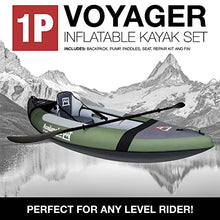 Avalanche 1-Person Voyager Inflatable Kayak Set Blue/Green
