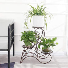 SIDUFHAOPKLL 3 Tiers Wrought Iron Plant Stand Minimalist Flower Pot for Home Decor Display Shelf-Coffee(E)