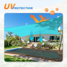 TANG 24' x 24' Sun Shade Sail Rectangle Outdoor Canopy UV Block Sunshades for Patio, Square Shade Cloth for Backyard Porch Deck Garden Pergola Cover, Turquoise