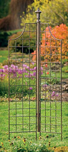 H Potter Garden Screen Trellis 77" Tall - Freestanding Charcoal Brown