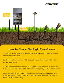 COLOER 600W Low Voltage Landscape Transformer with Timer & Photocell
