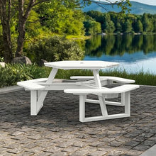 Bahia Verde Shoreline Made in USA Hexagon Picnic Table, Seating for 6, Coconut White