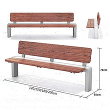 Park Patio Seat Park Bench, Stainless Steel Outdoor Bench With Backrest, Long Wooden Leisure Chair 47.2/59.2/70.8/78.7 Inch No Armrests For Garden, Courtyard