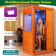 Caforkp Indoor Low EMF Far Infrared Sauna Room, Okoume Wood, 6 Carbon Fiber Heaters, Bluetooth & 7-Color Therapy