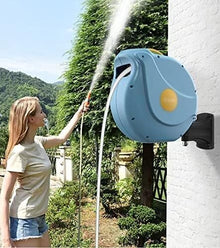 Retractable Garden Hose Reel, 20m Automatic Recycling Hose Cart, Wall-Mounted with 180° Rotating Bracket for Easy Watering and Storage