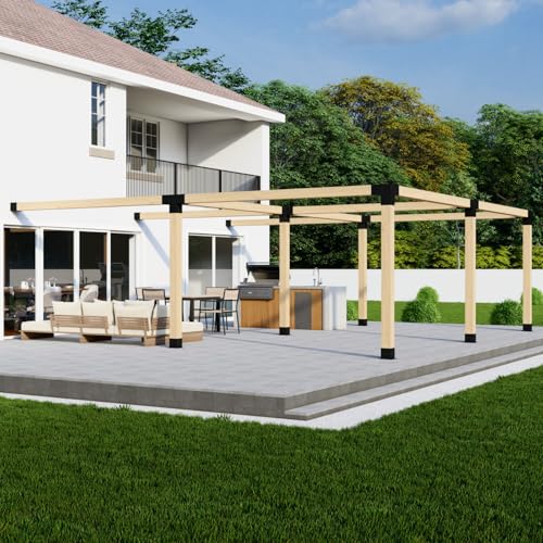 DIY Attached Pergola Bracket Kit - 6x6 Posts - Build Up to 24' x 24' - Steel Hardware Only