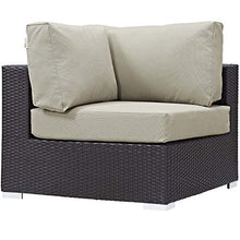 Modern Outdoor Patio Lounge Sofa, Chair and Coffee Table Fire Pit Set, Fabric Rattan Wicker, Beige