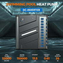 DR. Infrared Heater DR-1100HP Full DC Inverter 110,000 BTU Heat Pump In-Ground and Above-Ground Swimming Pools, WiFi Smart Control via APP, Black