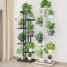 BSNANCA 7 Tier Metal Plant Stand Holder with 8 Flower Pot Shelves Indoor Outdoor Plant Stand Organizer for Balcony Garden Display Rack (White 17x9x49.6 in)