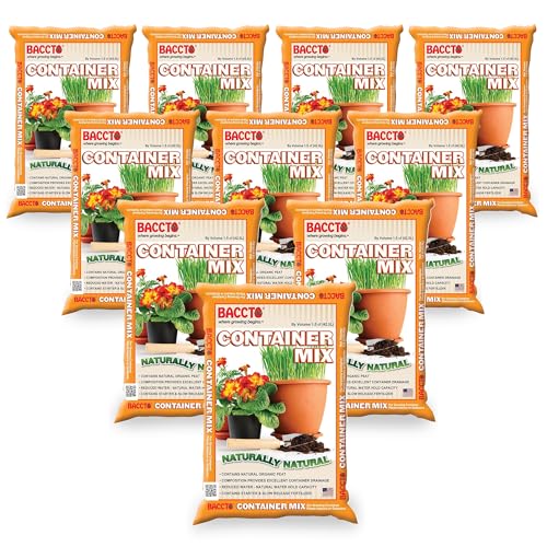 Michigan Peat Company 10 Pack BACCTO Container Mix, Indoor Outdoor Blend with Organic Peat, Starter & Nutrients for 6" or Larger Planters, 1.5 Cu Ft