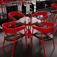 JOSOGO Retro Industrial Bistro Table and Chair Set, Height-Adjustable Round, Metal Frame Chairs for Small Patio Balcony Kitchen Nook(C)