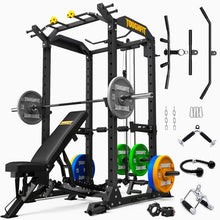 ToughFit 2024 T2 Power Cage Multi-Function Power Rack with LAT Pulldown Black
