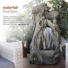 Alpine Corporation WIN270 52" Outdoor Rainforest Waterfall Tree Trunk Fountain with LED Lights, Cascading Water Feature for Garden, Patio, Backyard & Landscape Décor, Rustic, Brown