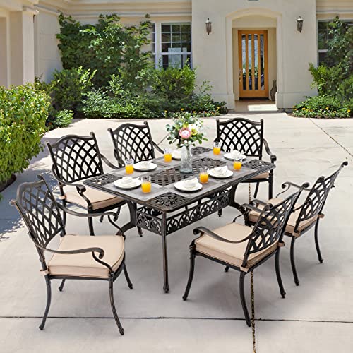 Attliahome 7-Piece Cast Aluminum Outdoor Dining Set Bronze