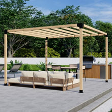 DIY Freestanding Pergola Bracket Kit with Slatted Roof - 6x6 Posts + 2x6 Rafters - Build Up to 12' x 12' - Steel Hardware Only