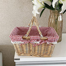 GAAHRQQQ Picnic Basket Woven tural Wicker Basket with Double Handles and Cloth Lining for Food Sundry Container Fruit Storage Small