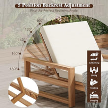 Merax Chaise Lounge Chairs Set of 2 for Outside, Adjustable 5 Position Outdoor Acacia Wood Patio Pool Lounge Chair with Arm, Cushion & Adjustable Backrest for Poolside Backyard Deck Porch, Natural