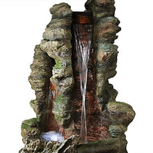 Sunnydaze Flat Rock Summit 61-Inch Outdoor Water Fountain with LED Lights