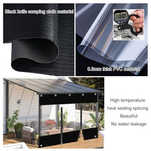 Outdoor Curtains with Zipper Door,PVC Waterproof Clear Tarp Curtains,Black Transparent Tarpaulin Side Panels for Pergola Gazebo Patio,Rain Curtains Tarpaulin with Grommets,W×H-3.6×2.1m(11.8 * 6.9ft)