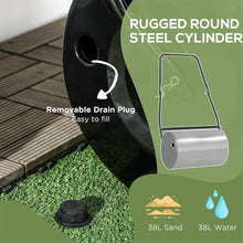 BCSRVCE Black Lawn Roller, Heavy-Duty Push/Tow Behind Water/Sand Filled Roller for Park, Yard, 10 Gallons, Black 23.5" L x 12.5" W x 41.25" H 10 Gallons Drum Roller