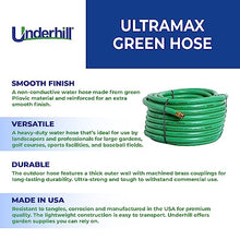 Underhill UltraMax Commercial Garden Water Hose 100 ft, Lightweight, Flexible, Anti-Kink, Non-Conductive, 800 psi, H75-100G, 3/4 Inch x 100 ft, Green