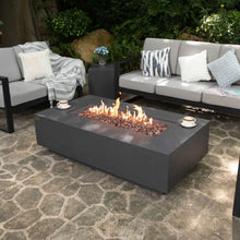AMS 60" Rectangular Concrete GFRC Natural Gas Fire Pit Table (Dark Gray)