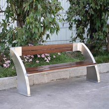 HYgloF Patio Benches Outdoor Stainless Steel Park Chair, with Wooden Backrest Leisure Bench, Garden Scenic Area Property Bench Garden Bench(XL)