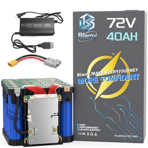 72V 40Ah LiFePO4 Battery Pack with Bluetooth APP & UL2271, IP67 Waterproof, Automotive-Grade Cells, 50A BMS & 5A Charger, 4000+ Cycles, Anderson & XT90, for 250W-3500W E-Scooter E-Bike