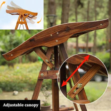 Freestanding Wooden Porch Swing with Canopy, 2 Person Outdoor Swing Bench