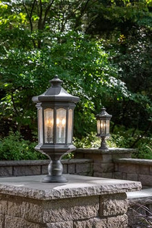 Hinkley Raley Large Post Top Lantern Aluminum Clear Water Glass Shade Oil-Rubbed Bronze